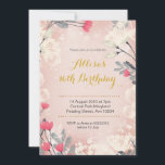 Invitation à l'anniversaire de la florale rose (to<br><div class="desc">Invitation à la 16e anniversaire de la florale rose pour une fille.
Peut être modifié à n'importe quel âge</div>