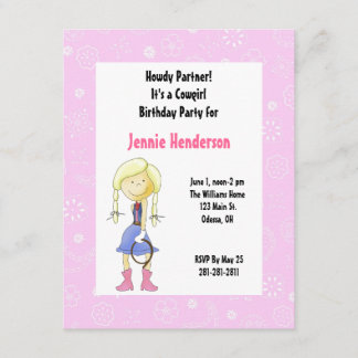 Invitation à l'anniversaire de la jeune fille rose