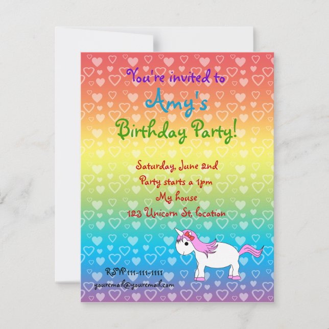 Invitation à l'anniversaire de la licorne (Devant)