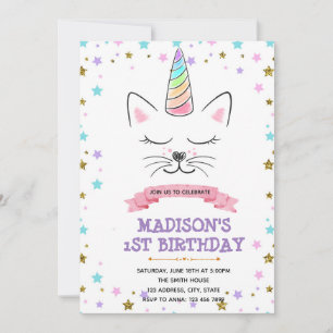 Invitation à l'anniversaire de la licorne de chat