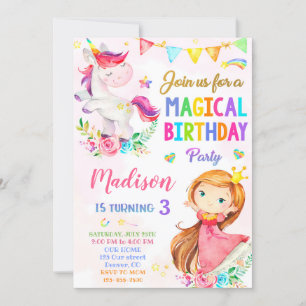 Invitation à l'anniversaire de la licorne et de la