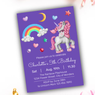 Invitation à l'anniversaire de la licorne - Parti