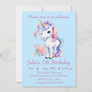 Invitation à l'anniversaire de la licorne - Parti