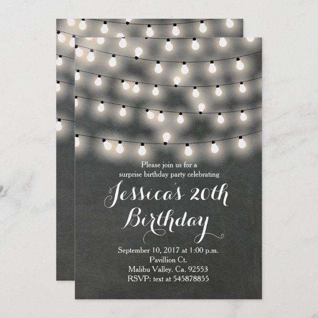 Invitation à l'anniversaire de la lumière de chaîn (Devant / Derrière)