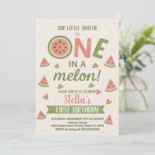 Invitation à l'anniversaire de la pastèque pour en (Debout devant)