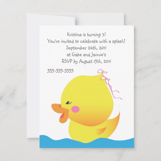 Invitation à l'anniversaire de la petite fille en  (Devant)