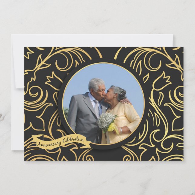 Invitation à l'anniversaire de la photo Gold Impre (Devant)