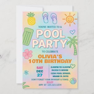Invitation à l'anniversaire de la piscine de fête