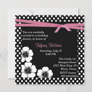 Invitation à l'anniversaire de la Polka noire et b