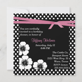 Invitation à l'anniversaire de la Polka noire et b