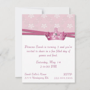 Invitation à l'anniversaire de la princesse rose