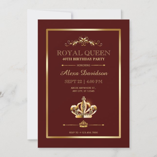 Invitation à l'anniversaire de la Reine de la Cour (Devant)