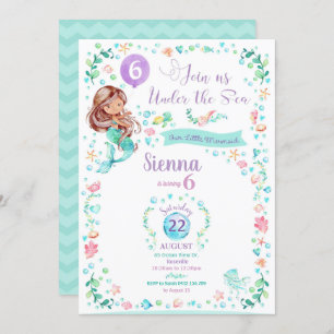 Invitation à l'anniversaire de la sirène Fête des