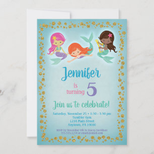 Invitation à l'anniversaire de la sirène - Filles