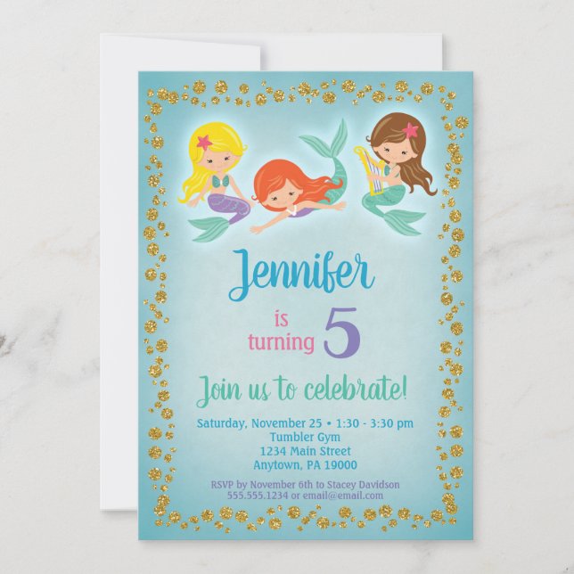 Invitation à l'anniversaire de la sirène - Girls B (Devant)