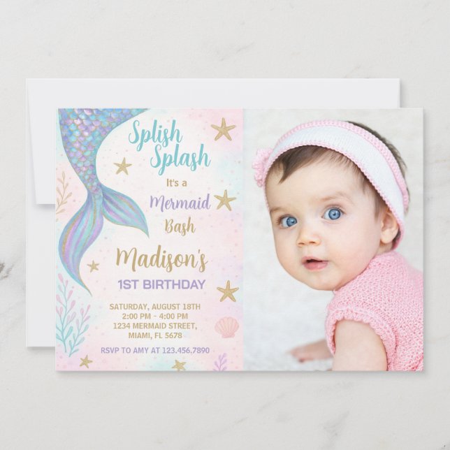Invitation à l'anniversaire de la Sirène magique a (Devant)
