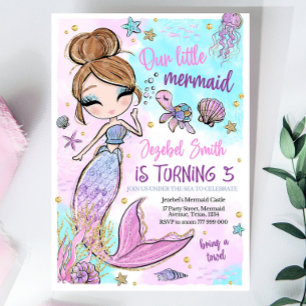 Invitation à l'anniversaire de la Sirène modifiabl