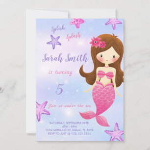 Invitation à l'anniversaire de la sirène rose