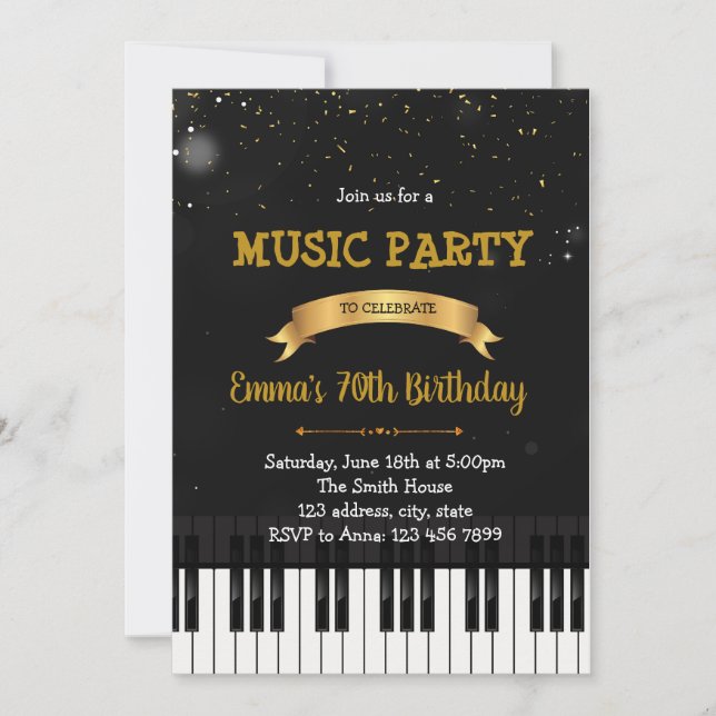 Invitation à l'anniversaire de la soirée piano mus (Devant)