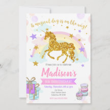 Invitation à l'anniversaire de la Unicorne / Fête 