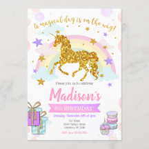 Invitation à l'anniversaire de la Unicorne / Fête 