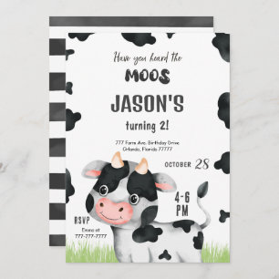 Invitation à l'anniversaire de la vache-garçon mod