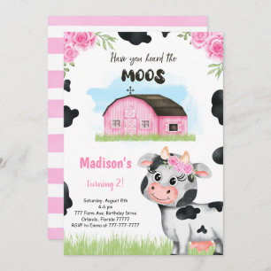 Invitation à l'anniversaire de la Vache mignonne
