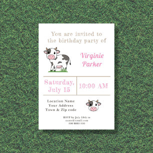 Invitation à l'anniversaire de la Vache mignonne