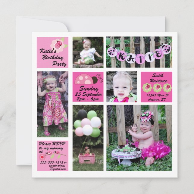 Invitation à l'anniversaire de Ladybug (Devant)