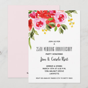 Invitation à l'anniversaire de l'aquarelle rouge