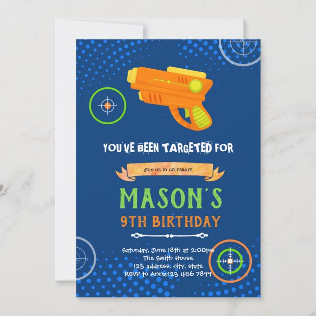 Invitation à l'anniversaire de l'arme à laser (Devant)