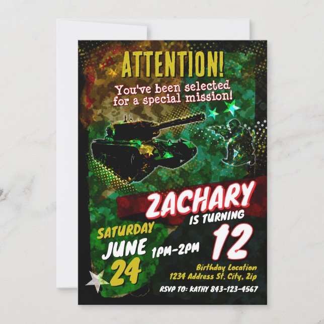 Invitation à l'anniversaire de l'armée (Devant)