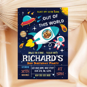 Invitation à l'anniversaire de l'astronaute avec p