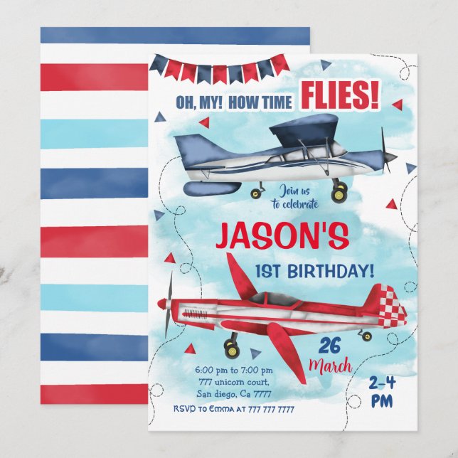 Invitation à l'anniversaire de l'avion (Devant / Derrière)