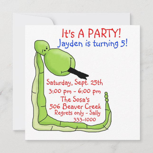 Invitation à l'anniversaire de l'enfant (Devant)