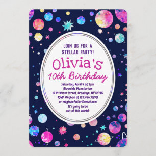 Invitation à l'anniversaire de l'espace pour les s
