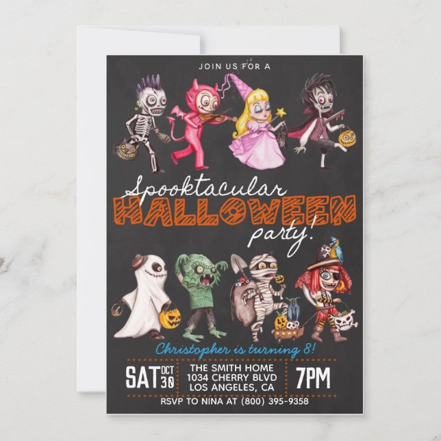 Invitation à l'anniversaire de l'Halloween Spookta (Devant)