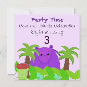 Invitation à l'anniversaire de l'hippo violet