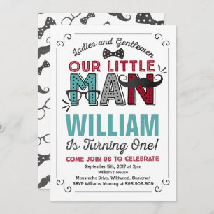 Invitation à l'anniversaire de Little Man Mustache