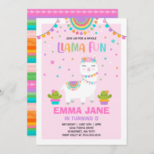 Invitation à l'anniversaire de Llama Fun Party
