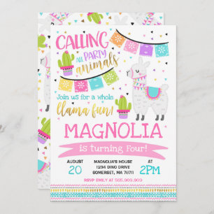 Invitation à l'anniversaire de Llama Fun Party
