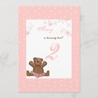 Invitation à l'anniversaire de l'ours Ballerina
