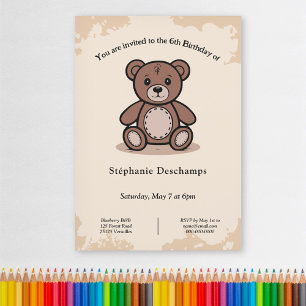 Invitation à l'anniversaire de l'ours en peluche