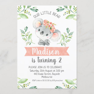 Invitations Faire Part Cartes Anniversaire Koala Zazzle