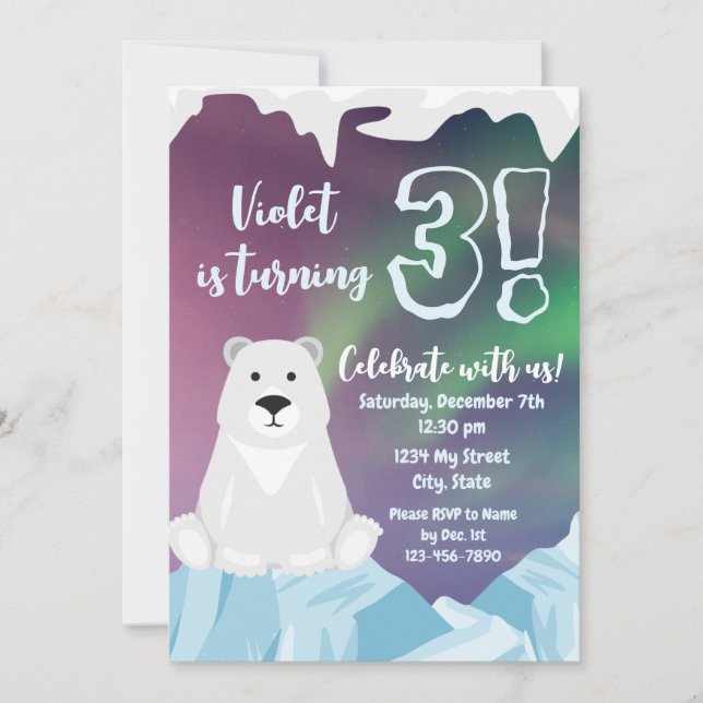 Invitation à l'anniversaire de l'ours polaire (Devant)