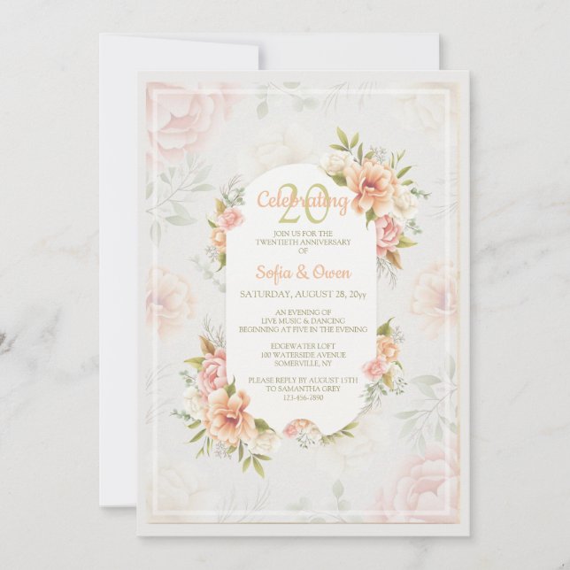 Invitation à l'anniversaire de l'Rose victorien (Devant)
