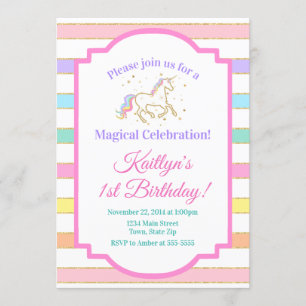Invitation à l'anniversaire de l'Unicorn Girl Part