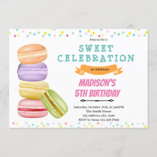 Invitation à l'anniversaire de Macaron