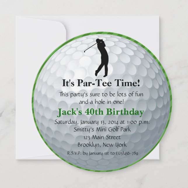 Invitation à l'anniversaire de Man Golf (Devant)