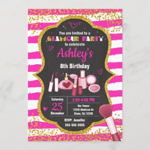 Invitation à l'anniversaire de maquillage / Fête d